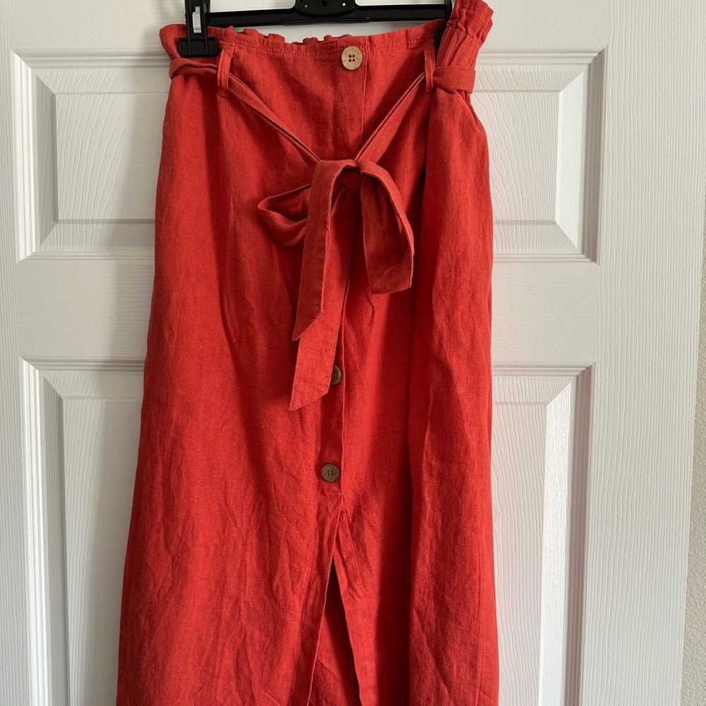 Linen Blend MIDI Skirt Love Tree NWT